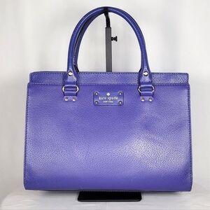 Kate Spade Purple Pebbled Leather Satchel Tote Structured Handbag
